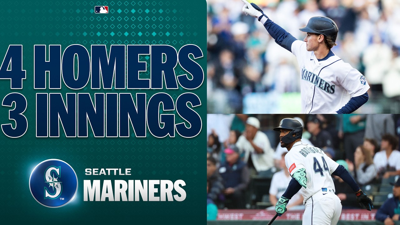 Colt Emerson and Julio Rodríguez homer in the SAME inning 🔱 (Mariners have 4 HR in 3 innings 😳)