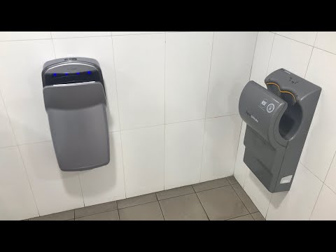 Dyson Airblade AB04 and a Broken World Dryer VMAX Hand Dryer at Manuka Public Toilet, ACT