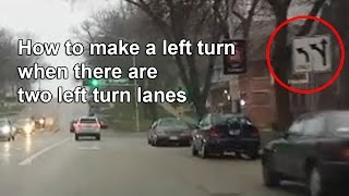 Making a left turn with two turn lanes - 615XLS does it wrong