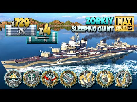 Destroyer Zorkiy: Turnaround on map Sleeping Giant - World of Warships