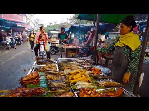 Ready Food For Sales In The Evening And Night - Street Food In Real Life