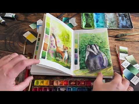 Illustrator's sketchbook and creating watercolor paintings for Meadow board game