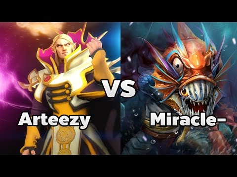 Arteezy(Invoker) vs Miracle-(Slark) 8K MMR Match!