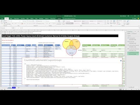 Excel Magic Trick 1444 Logical Formulas Count Extract Customer Names for 8 Sales Coupon Groups