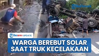 Aksi Warga Disorot seusai Berebut Tumpahan Solar dari Truk BBM yang Kecelakaan di Purworejo