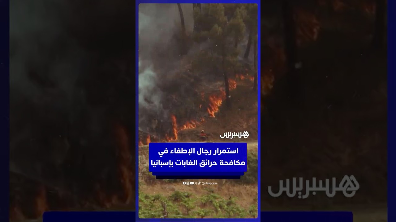 استمرار رجال الإطفاء في مكافحة النيران المشتعلة بغابات غاليسيا في شمال غرب إسبانيا thumbnail