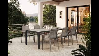 HARTMAN Garten-Essgruppe, anthrazit/grau, Alu/Keramik/Textilene, 228 x 105 cm, witterungsbeständig, stapelbar