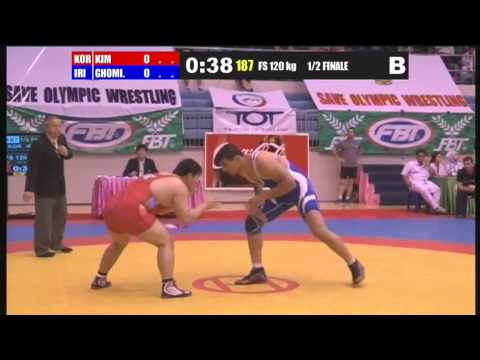 A.Ghomi (IRI) vs J.Y.Kim (KOR) 120kg 1/2 FINAL - 2013 Asian Wrestling Championships