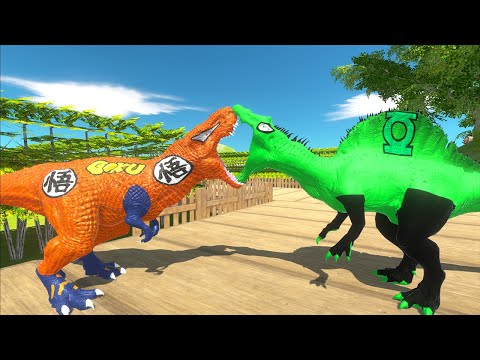 GOKU T-REX VS GREEN LANTERN T-REX DEATH RUN - Animal Revolt Battle Simulator