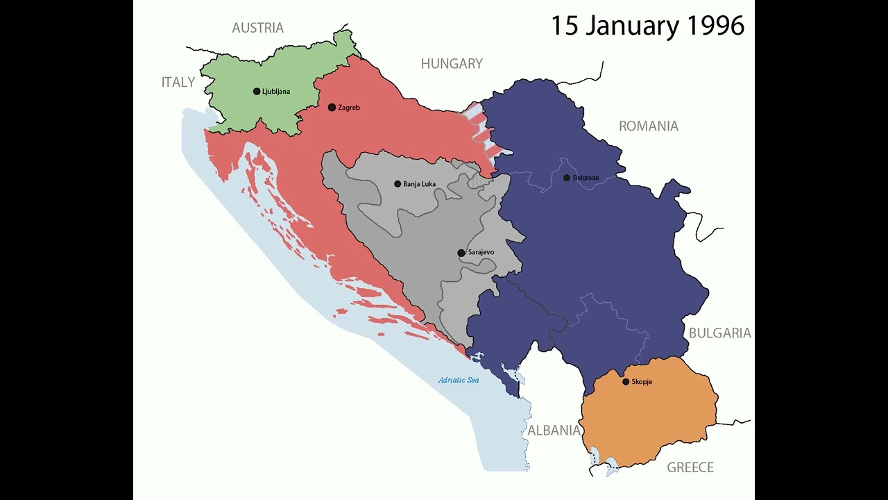 Map Of The Breakup of Yugoslavia 1989 - 2008