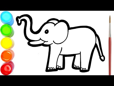 Glitter Elephant Drawing Coloring And Painting For Kids Toddlers | Painting For Children
