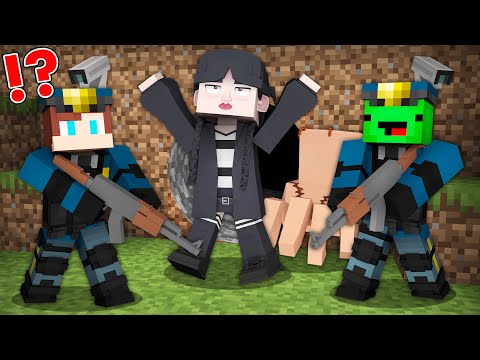 What HAPPEN if JJ and Mikey POLICE found WEDNESDAY - in Minecraft Challenge Maizen
