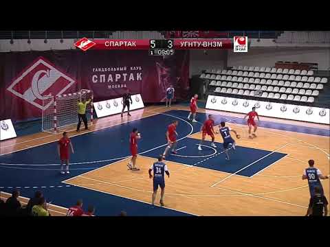 Handball line player Gleb Chernov (Akbuzat Ufa) vs Spartak (Moscow)