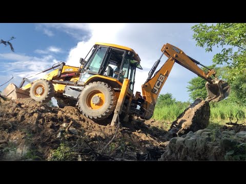 JCB Backhoe 3DX Breaking Old Bridge Wall - Bridge Construction - JCB DOZER VIDEO