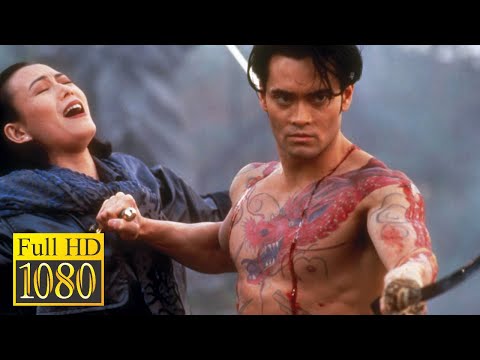 Mark Dacascos in the final fight against the Yakuza clan in the movie Crying Freeman (1995)