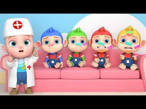 Musica Cinco Macaquinhos | Canção de Animal | Bebê Leo Músicas Infantis em Português