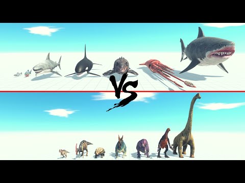 Aquatics Faction Vs Herbivore Dinosaurs Faction ARBS | Animal Revolt Battle Simulator