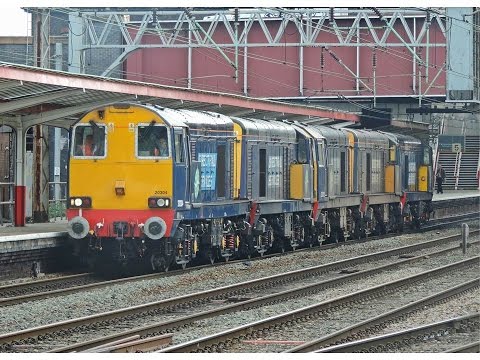 DRS 20304/308/312/309/305 Departing Crewe on 0Z21 Gresty Bridge to York Parcel Sdgs 3/10/2014