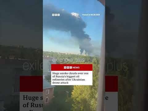 Smoke over one of Russia’s biggest oil refineries after Ukrainian drone attack. #BBCNews | BBC News