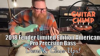 Video thumbnail for 2018 Fender Limited Edition American Pro Precision P Bass Surf Green ~All Rosewood Neck~ by Guitar Chimp
