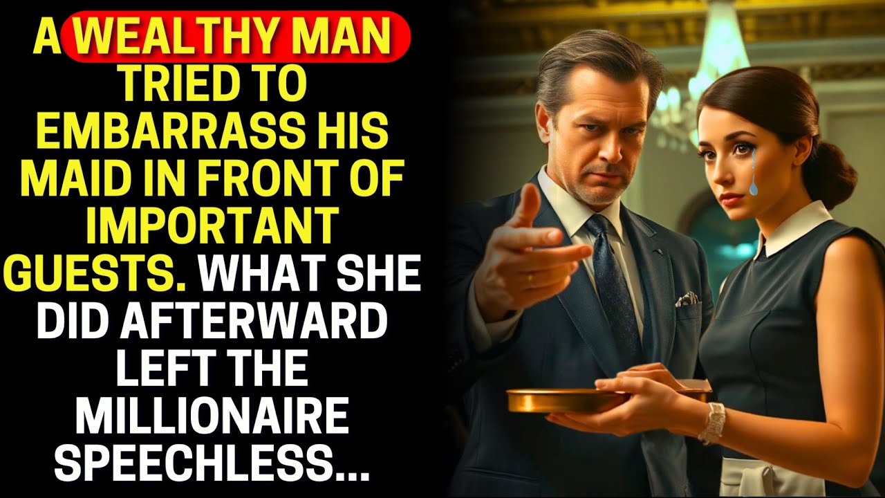 A millionaire mocked his maid at a dinner. Her reaction left the room in complete silence...
