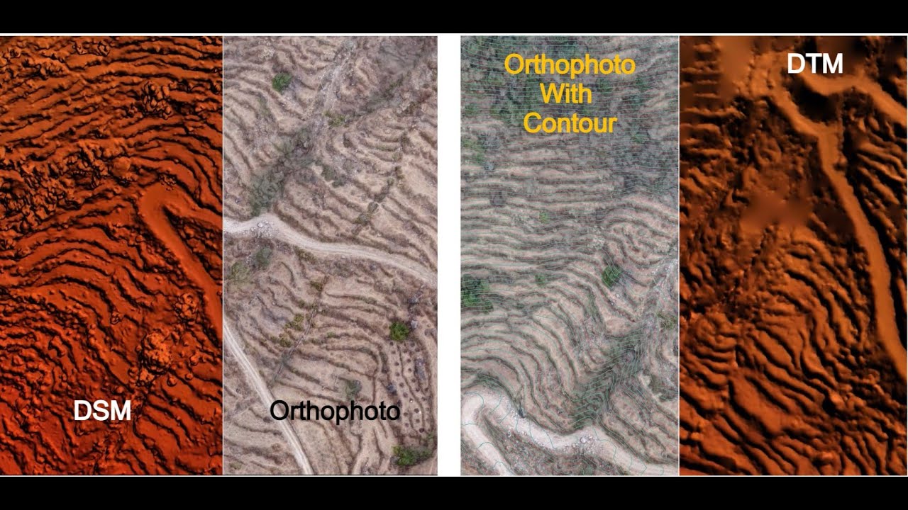Drone Outputs | Orthophoto | DTM | DSM | Contour #landsurveying #drone