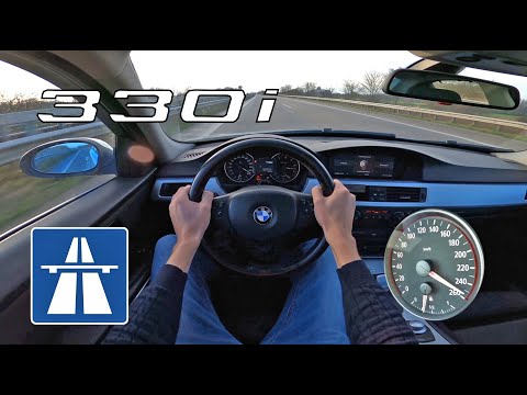 BMW 330i E90 on AUTOBAHN POV test drive (NO SPEED LIMIT) TOP SPEED