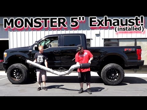 MONSTER 5" Exhaust Installed - Banks Power DPF Back 2017 Ford F250 Superduty