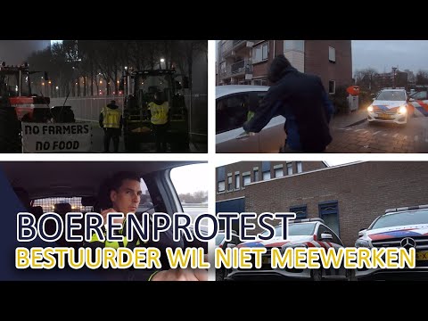 Bestuurder wil niet meewerken. Melding: Boerenprotest - Politievlogger Jan-Willem
