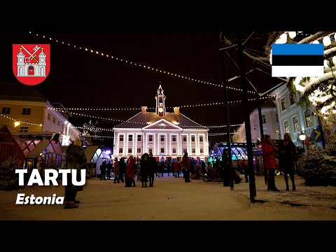 Tartu, Estônia. Época de Natal de 2022. 4K