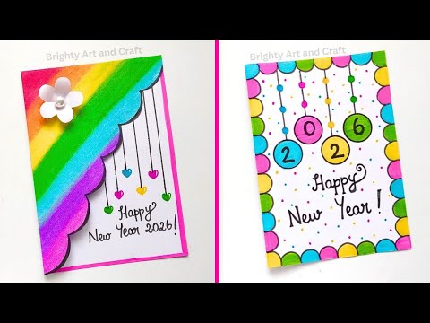 2 New Year Greeting Card 🥳 | Easy & Beautiful New Year Card 2026 | Last Minute New Year Card Ideas