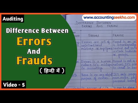 Difference Between Errors And Frauds In Auditing || हिन्दी में || Accounting Seekho ||