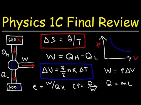 Physics 1C Final Exam Review - Entropy, Thermodynamics, Gas Laws, Specific Heat & Calorimetry Video