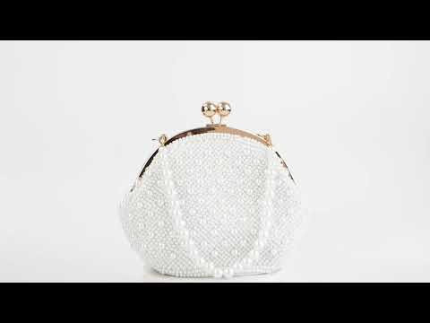 Handmade Luxury Pearl Clutch bags Women Purse Diamond Chain white Evening Bags for Party Wedding