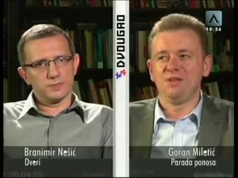 Dvougao Branimir Nesic (Dveri) protiv Gorana Miletica (LGBT) gej parada 2011