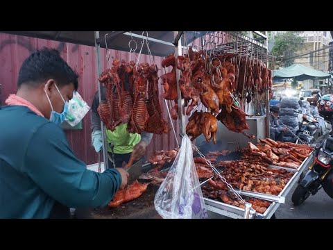 Yummy Best Roast Meats on The Street @Kandal Market - Tola Grill Meats & Testy at Night in Town