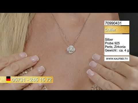 KaufBei.TV Shop Колье с подвеской в виде цветка с жемчужиной из серебра 925 пробы