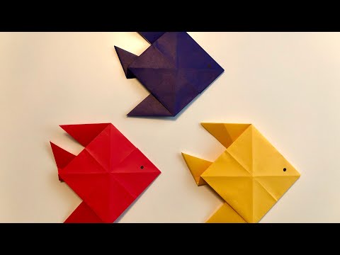 Fisch basteln aus Papier Origami - How to make a paper fish for Kids - DIY Paper Craft - оригами