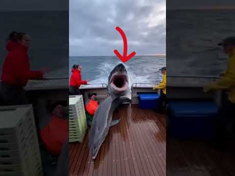 Dolphin Leap Onto Boat Just Before a Shark Attack