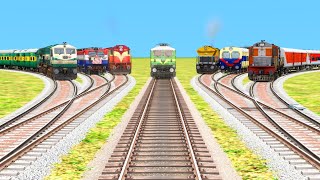 7 TRAINS RUNS THROUGH CURVED RAILROAD LINES🔺Train Simulator | Trains Gaming | Indian Railways