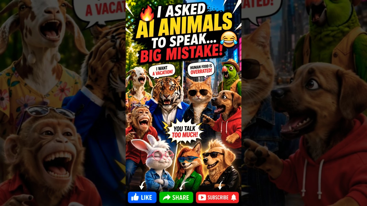 🔥 I Asked AI Animals to Speak… BIG Mistake! 😂 #Shorts #AIAnimals #FunnyAI