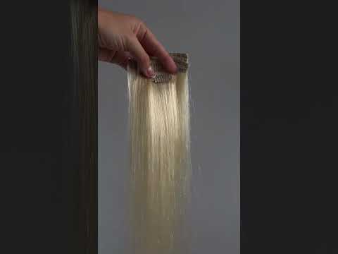 Натуральные волосы на заколках 50 см, 7 прядей, супер блонд (№60) video