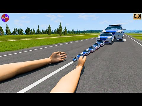 Giant & Small Police Cars Vs GIANT HAND CLAP - BeamNG.drive 🔥