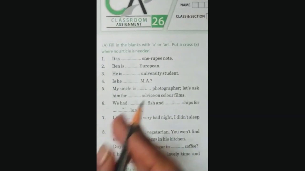 Exercise | indefinite articles | class 7