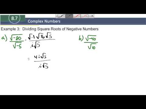 8.7 Example 3 Dividing Square Roots of Negative Numbers