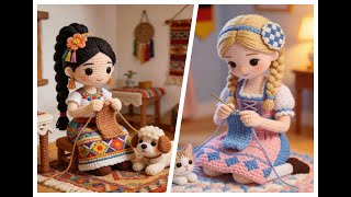 Cute Crochet Girl Daily Life Designs | Adorable Collectio#design #crochet