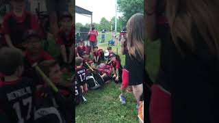 Army sister surprises little brother at ballgame
