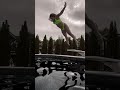 Fancy High Dive Swan Dive off Diving Board into Black Swimming Pool #shorts