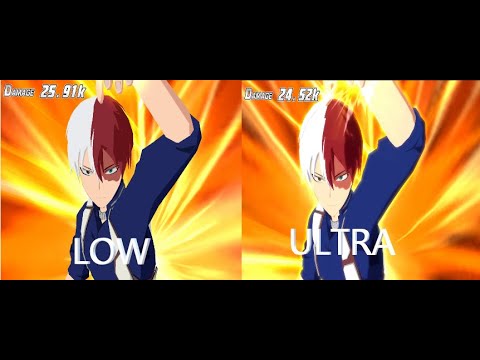 my hero academia the strongest hero - Low Settings vs Ultra Settings