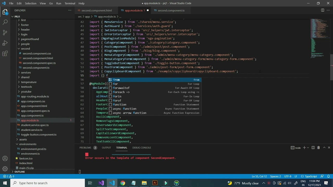 'ng-autocomplete' is not a known element -Angular Error
